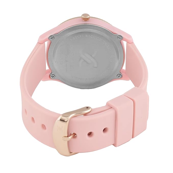 Daniel Klein pink silicone strap with gold-tone buckle and adjustment holes