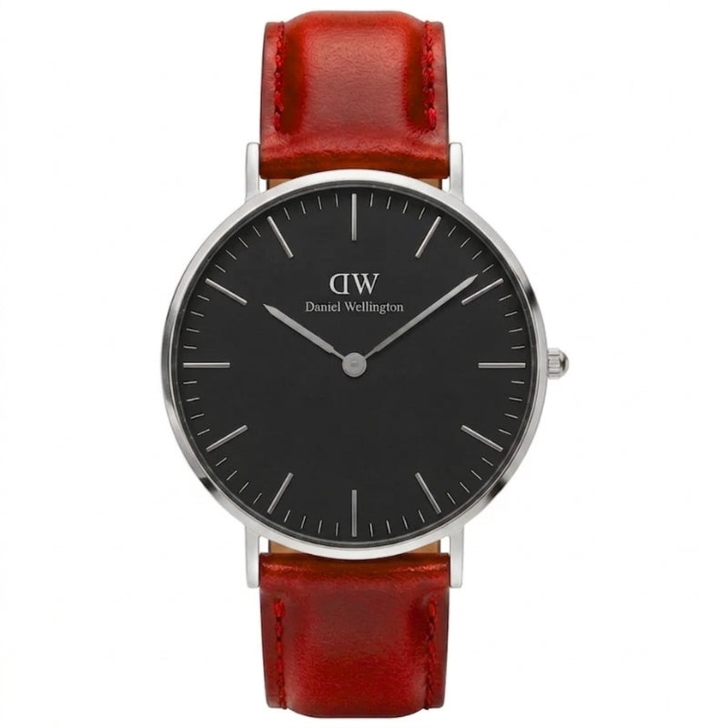 Daniel Wellington St Mawes 36mm Black Dial Brown Genuine Leather Silver Watch - DW00100142