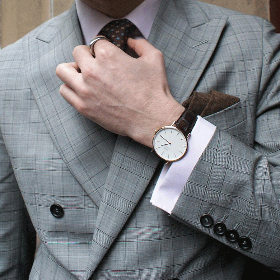 Daniel Wellington York 40mm White Dial Dark Brown Genuine Leather Gold Men's Watch - DW00100011