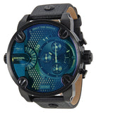 Diesel Bad Ass Chronograph Blue Dial Black Leather Men's Watch DZ7257