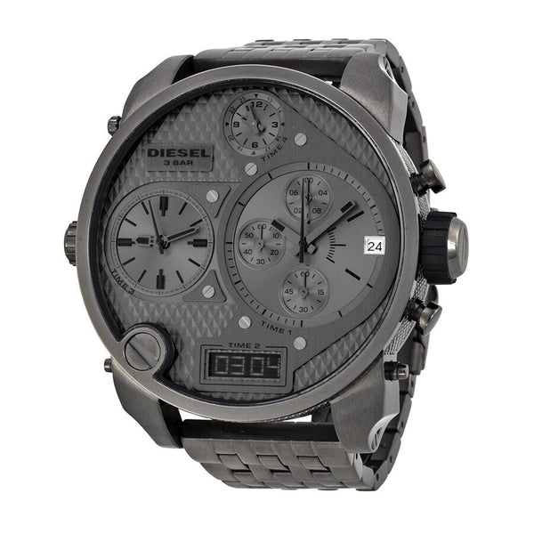 Diesel Badass Oversized Gray Dial Gunmetal PVD Men's Watch #DZ7247 - Watches of Australia