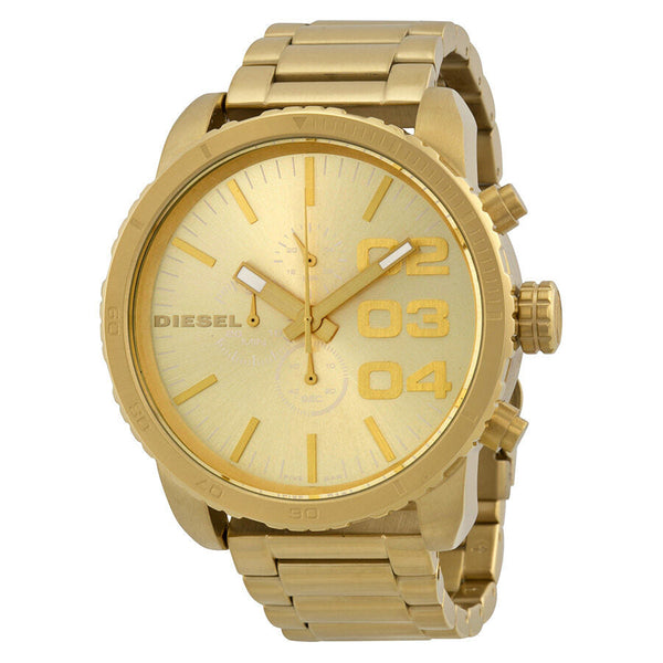 Diesel Double Down Chronograph Gold Dial Gold-tone Men's Watch #DZ4268 - Watches of Australia