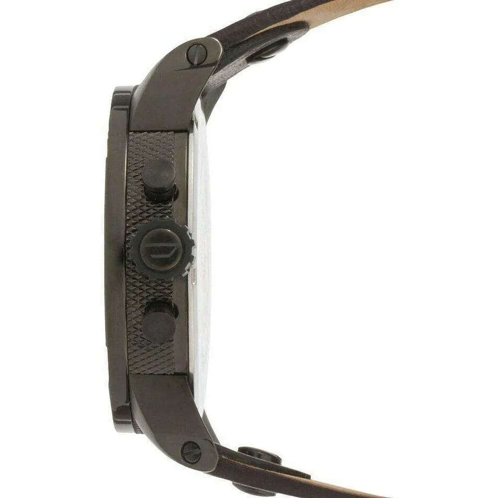 Diesel Big Daddy Chronograph Iridescent Dial Black Leather Men's Watch DZ7257