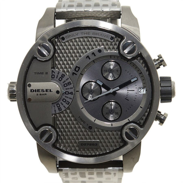 Diesel Little Daddy Dual Time Chronograph Grey Dial Steel Men's Watch #DZ7263 - Watches of Australia #2