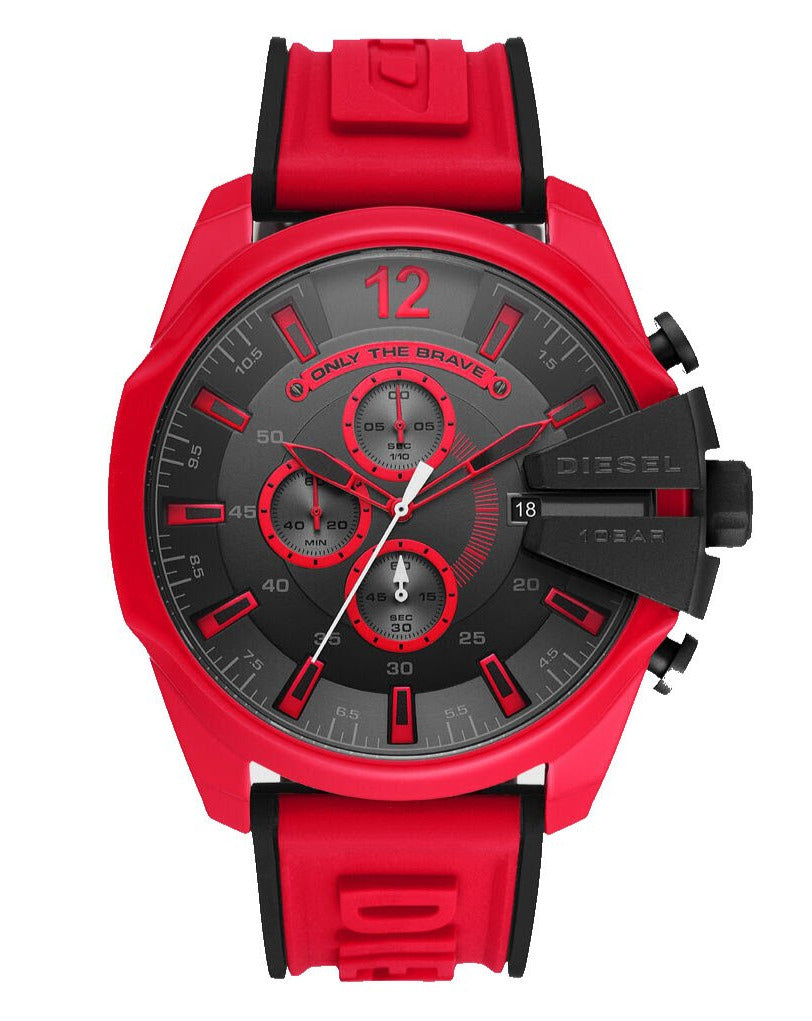 Diesel Mega Chief Chronograph Red Silicone Watch DZ4526 - Watch