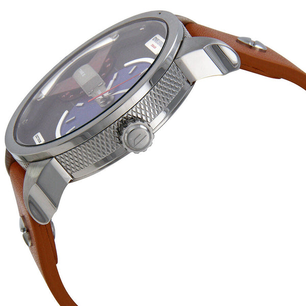 Diesel Mini Daddy Blue and Black Dial Tan Leather Men's Watch #DZ7308 - Watches of Australia #2