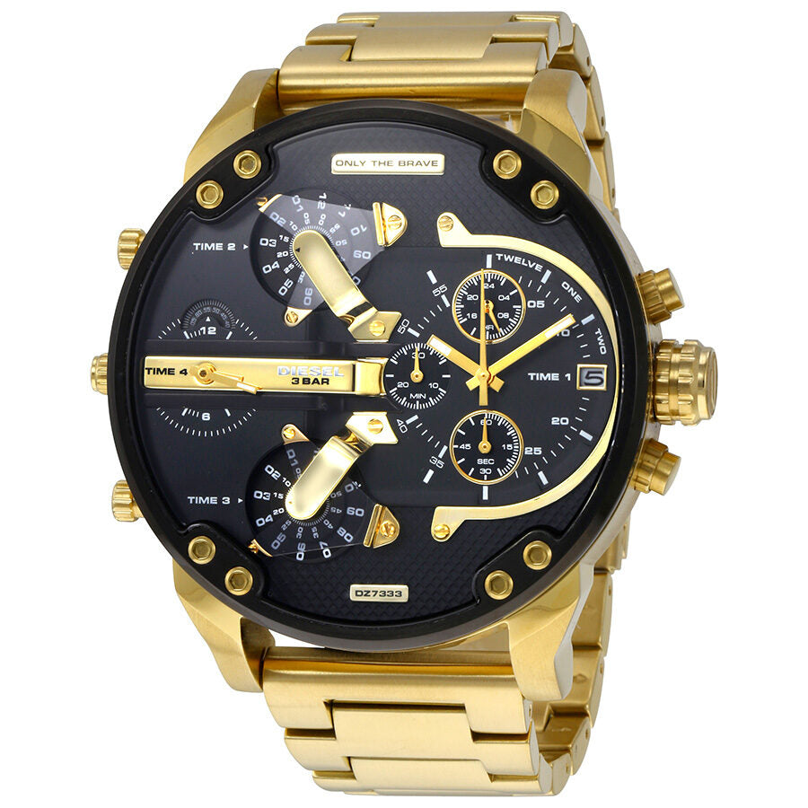 Diesel Mr. Daddy 2.0 Black Dial Gold Chronograph Men's Watch DZ7333 (Defect)