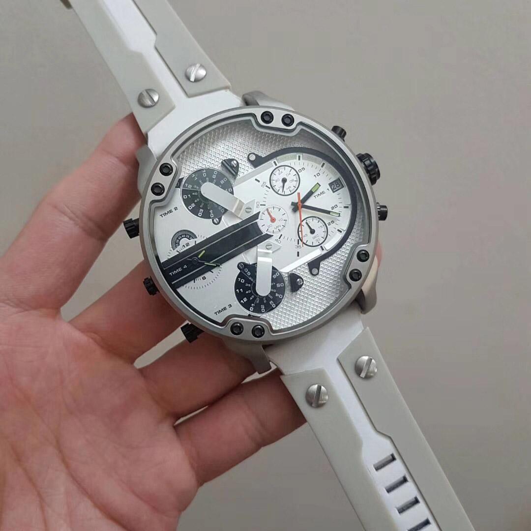 Diesel Mr Daddy 2.0 DZ7401 chronograph watch in hand showing full dial and strap