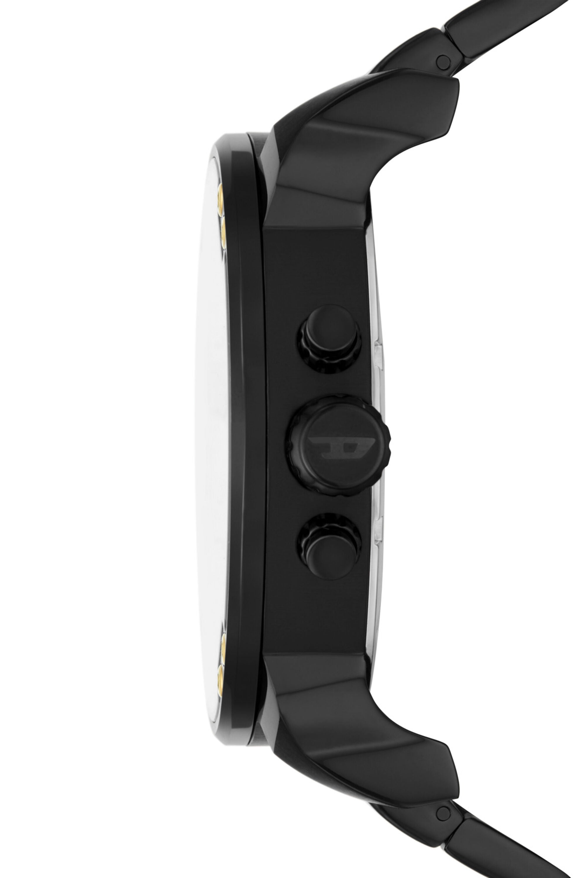 DIESEL Mr. Daddy 2.0 side profile showing oversized black case and pushers