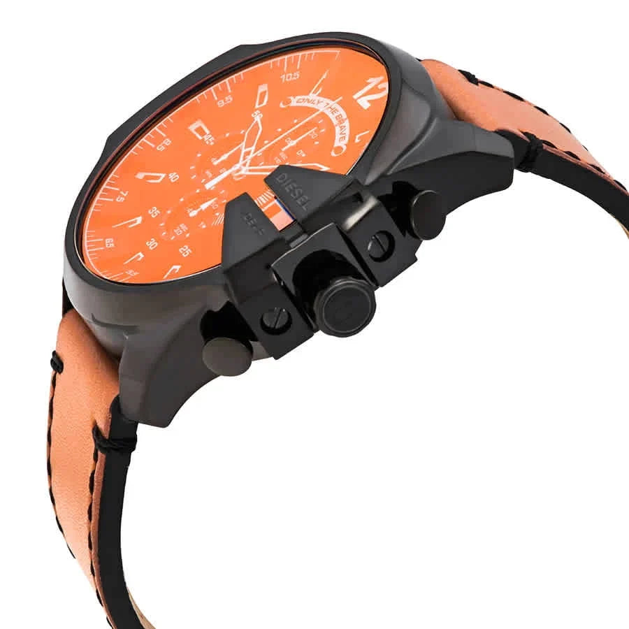 Side view of Diesel Mega Chief DZ4476 showing black case and chronograph pushers