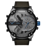 Diesel Big Daddy 2.0 DZ7420 316L gunmetal stainless steel & silicone strap 3ATM (30m) water resistant 4 Time zones (GMT)