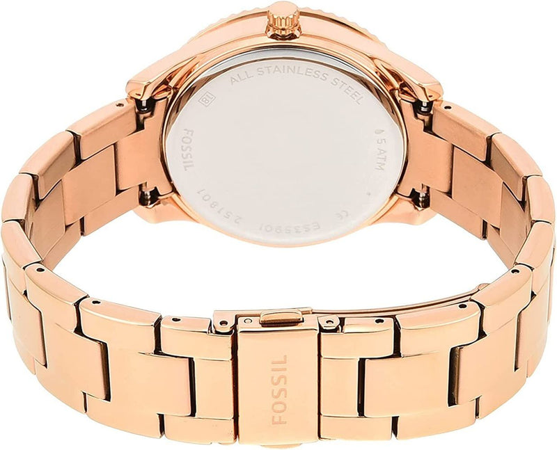 Fossil Stella Rose Dial Rose Gold-tone Ladies Watch ES3590