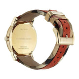 Burberry Women's Swiss Haymarket Check Fabric and Smooth Orange Leather Strap Women's Watch BU9016 - Watches of Australia #2