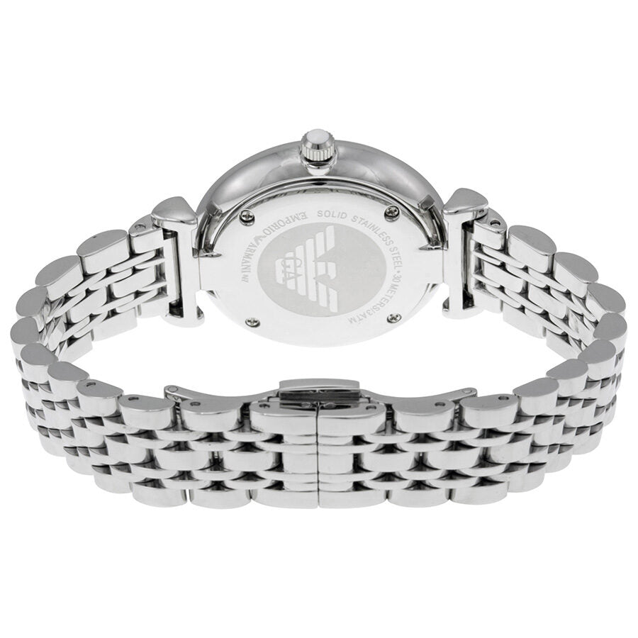 Emporio Armani White Crystal Pave Dial Stainless Steel Women's Watch - AR1925