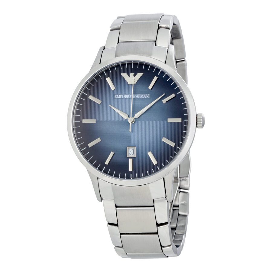 Emporio Armani AR2472 men's watch with blue textured dial and stainless steel bracelet