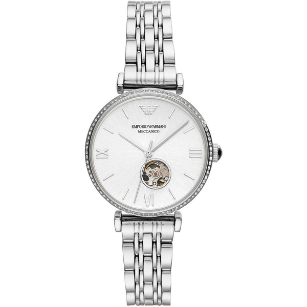 Emporio Armani Automatic Crystal Silver Dial Ladies Watch #AR60022 - Watches of Australia
