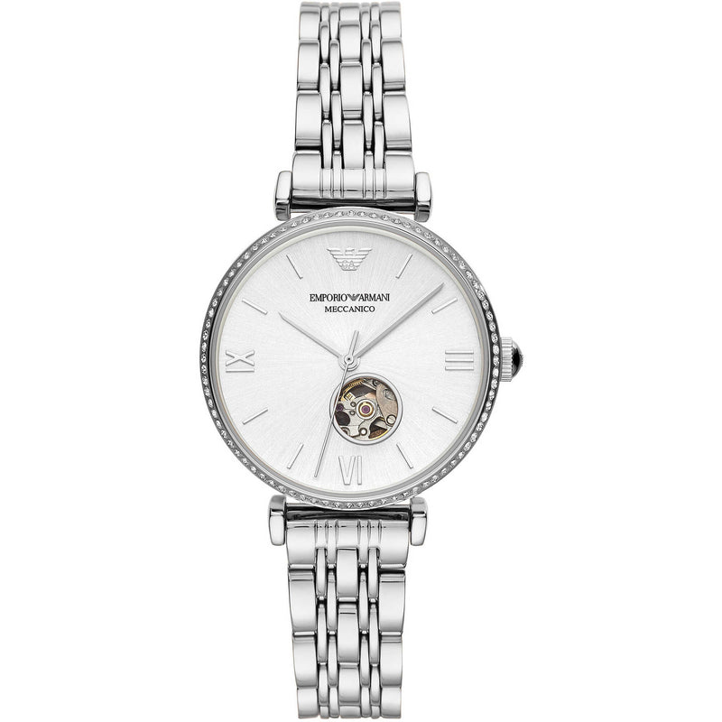 Emporio Armani Automatic Crystal Silver Dial Ladies Watch #AR60022 - Watches of Australia