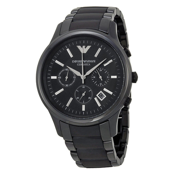 Emporio Armani Ceramica Chronograph Black Dial Men's Watch AR1452 - Watches of Australia