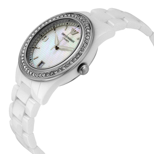 Emporio Armani Crystal Mother of Pearl Dial Ladies Watch AR1426 - Watches of Australia #2