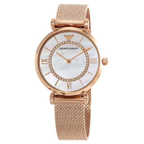 Emporio Armani Gianni T-Bar Mother of Pearl Dial Ladies Watch #AR11320 - Watches of Australia