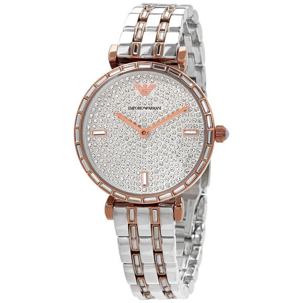 Emporio Armani Gianni T-Bar Quartz Silver Dial Ladies Watch #AR11293 - Watches of Australia