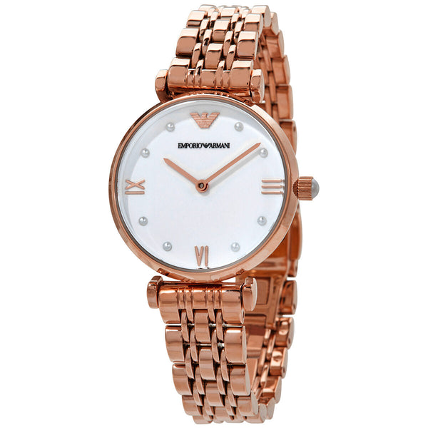 Emporio Armani Gianni T-Bar Quartz White Dial Ladies Watch #AR11267 - Watches of Australia