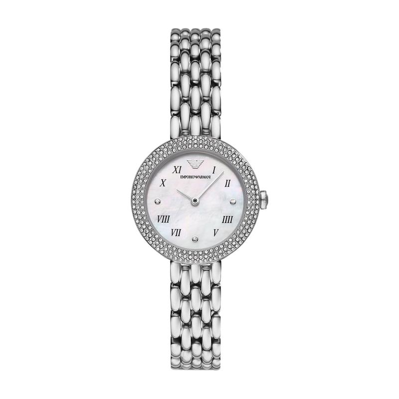 Emporio Armani Quartz Crystal White Mother of Pearl Dial Ladies AR11354 - Watch