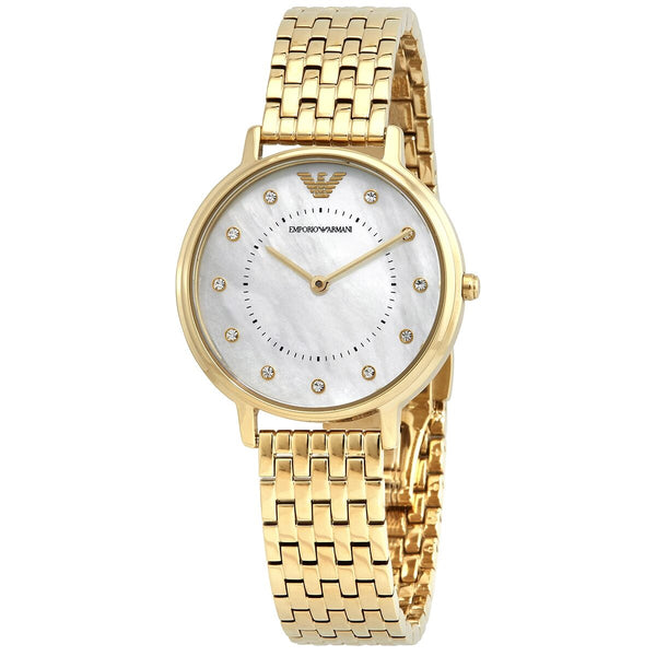 Emporio Armani Quartz Crystal White Mother of Pearl Dial Ladies Watch AR11007 - Watches of Australia