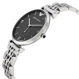 Emporio Armani Retro Black Dial Silver Men's Watch AR1676