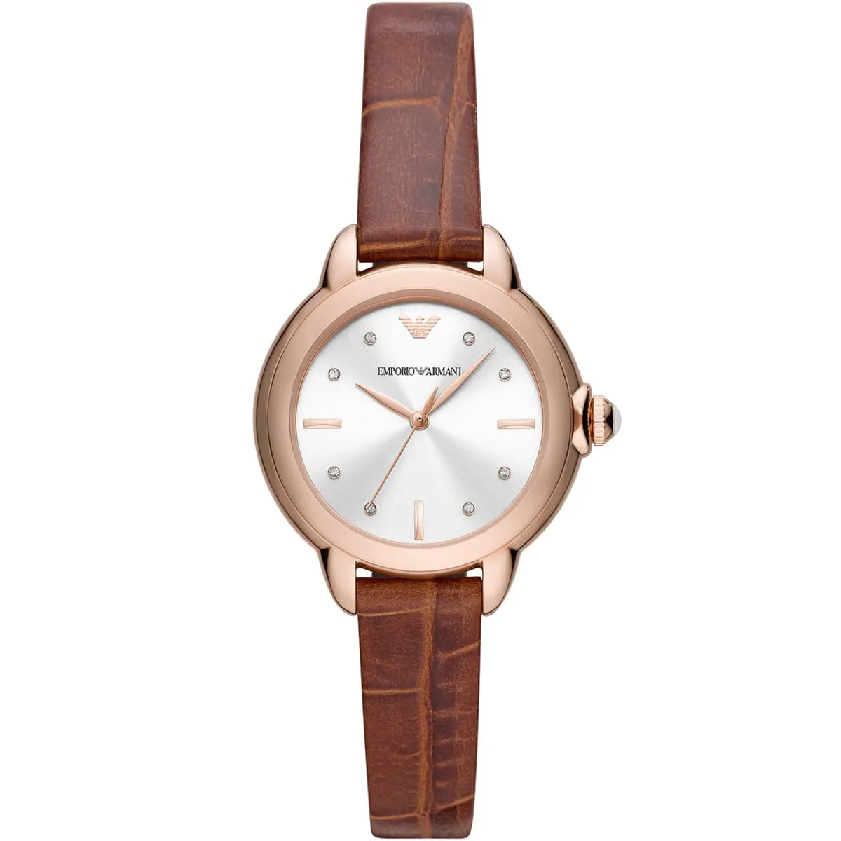 Emporio Armani Mia Three-Hand Brown Geniune Leather Women's Watch - AR11525