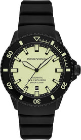 Emporio Armani Sea Explorer Automatic Black Silicone Watch ar60085