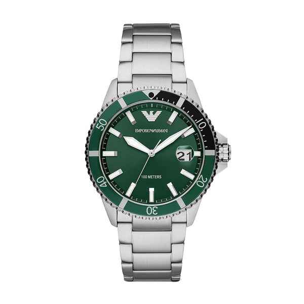 Emporio Armani Green Dial Silver Men's Watch  AR11338 - Watches of Australia