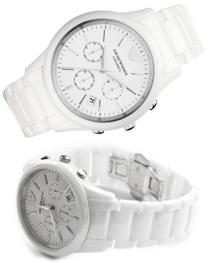 Emporio Armani Ceramica Chronograph White Dial Men's Watch AR1453