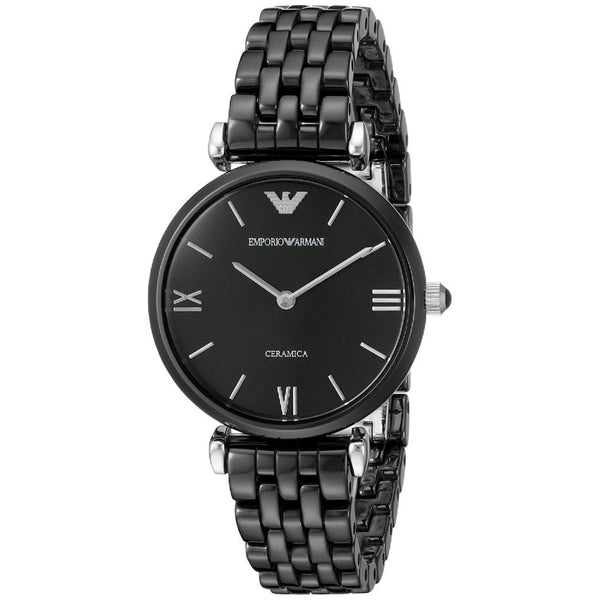 Emporio Armani Ceramica Black Dial Black Ceramic Quartz Ladies Watch AR1487