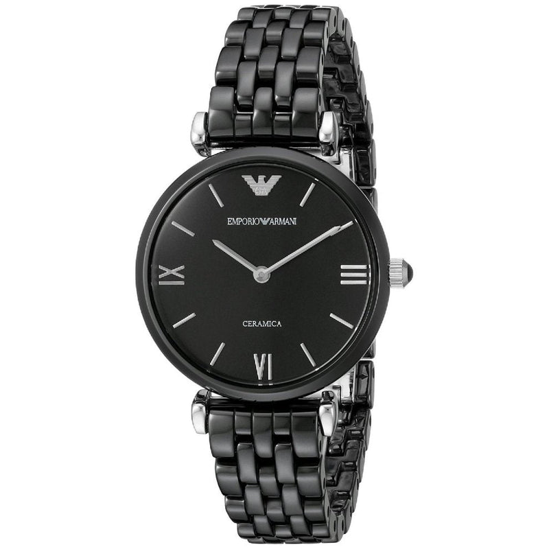 Emporio Armani Ceramica Black Dial Black Ceramic Quartz Ladies Watch AR1487