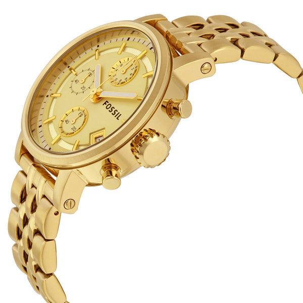 Fossil Boyfriend Chronograph Gold Dial Gold-tone Ladies Watch ES2197 - Watches of Australia #2