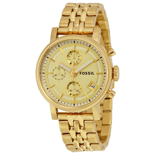 Fossil Boyfriend Chronograph Gold Dial Gold-tone Ladies Watch ES2197 - Watches of Australia