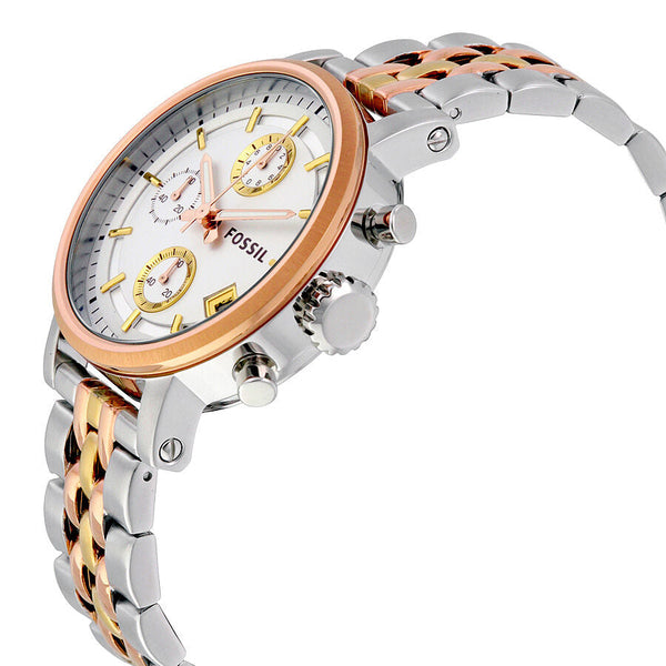 Fossil Boyfriend Chronograph Silver Dial Tri- tone Ladies Watch ES3840 - Watches of Australia #2