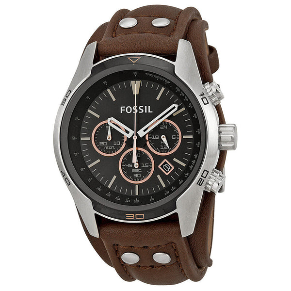 Fossil Coachman Chronograph Black Dial Brown Leather Men's Watch #CH2891 - Watches of Australia