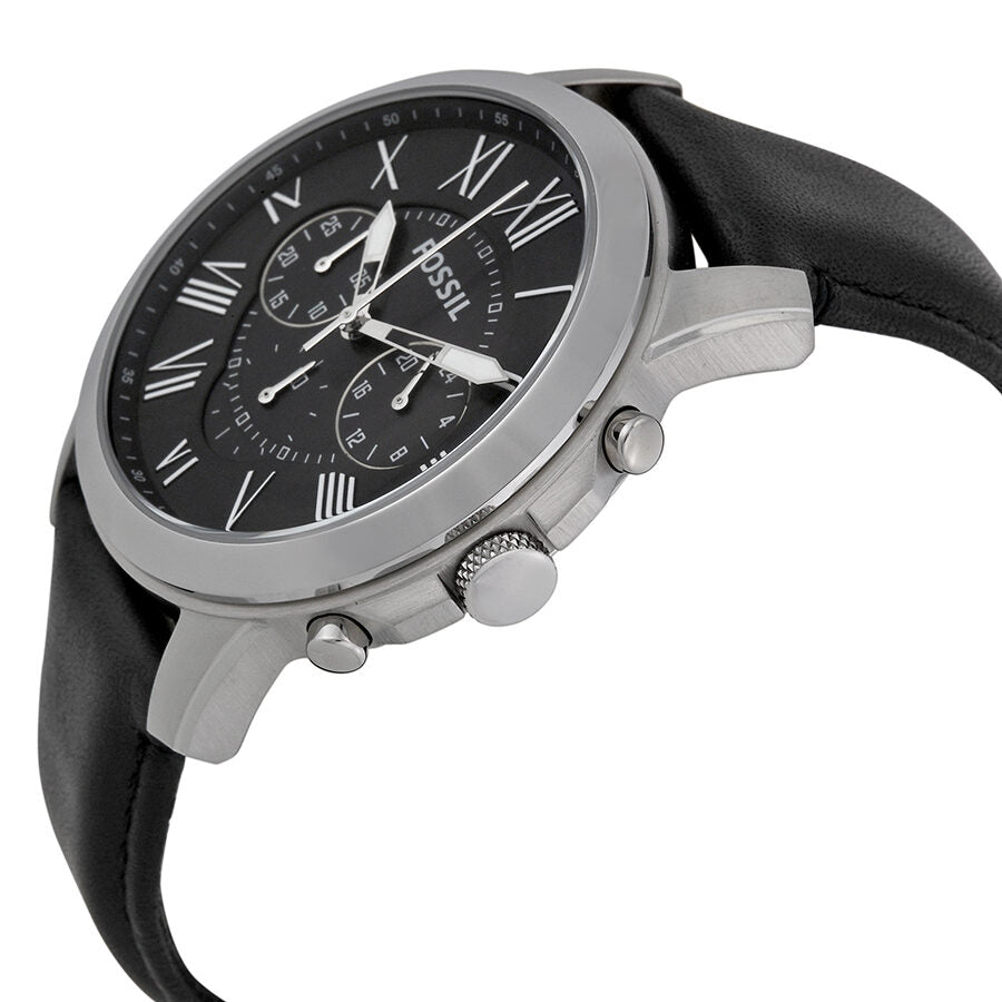 Fossil Grant Black Dial Black Leather Men's Watch FS4812