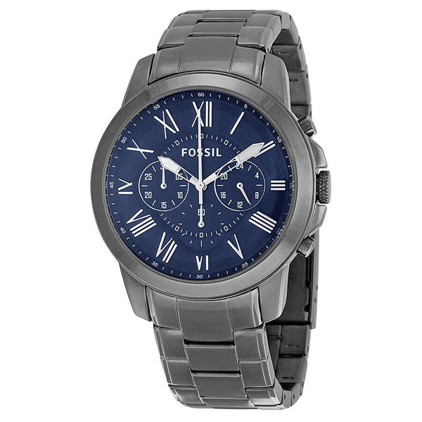 Fossil Grant Chronograph Dark Blue Dial Smoke Ion-plated Watch FS4831 - Watches of Australia