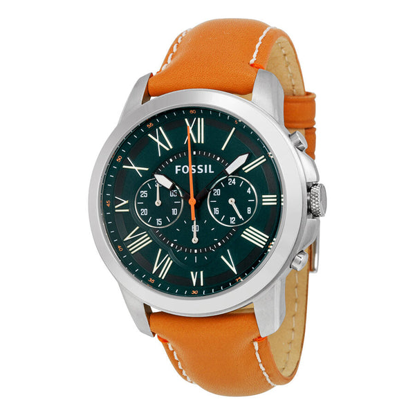 Fossil Grant Chronograph Hunter Green Dial Tan Leather Men's Watch FS4918 - Watches of Australia