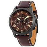 Fossil Grant Dark Brown Chronograph Leather Men's Watch FS5088 - Watches of Australia