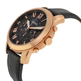 Fossil Grant Grey Dial Chronograph Black Leather Men's Watch - FS5085