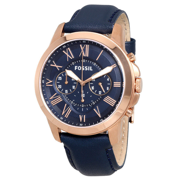 Fossil Grant Multi-Function Navy Dial Navy Leather Men's Watch FS4835 - Watches of Australia