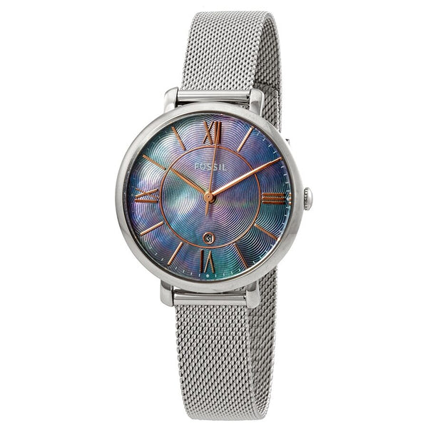 Fossil Jacqueline Blue Mother of Pearl Dial Ladies Mesh Watch ES4322 - Watches of Australia