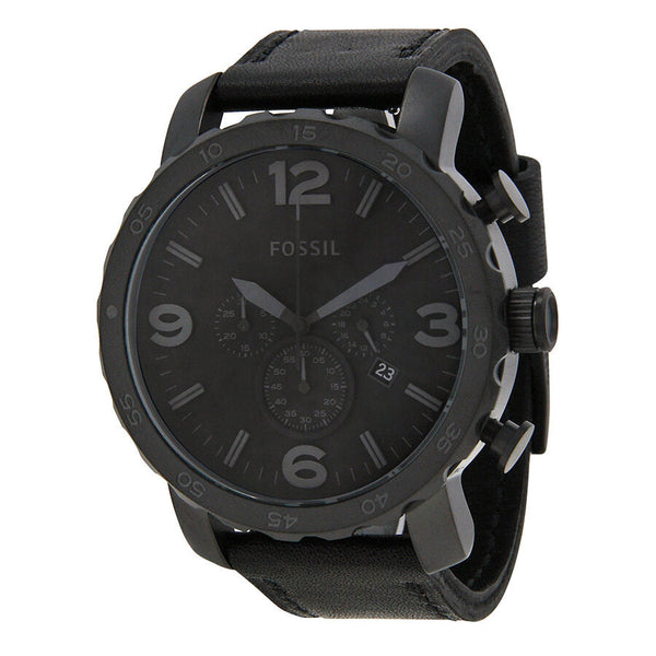 Fossil Nate Chronograph Black Dial Black Ion-plated Men's Watch #JR1354 - Watches of Australia