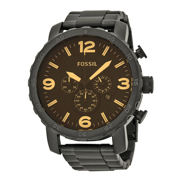 Fossil Nate Chronograph Black Ion-plated Men's Watch JR1356 - Watches of Australia