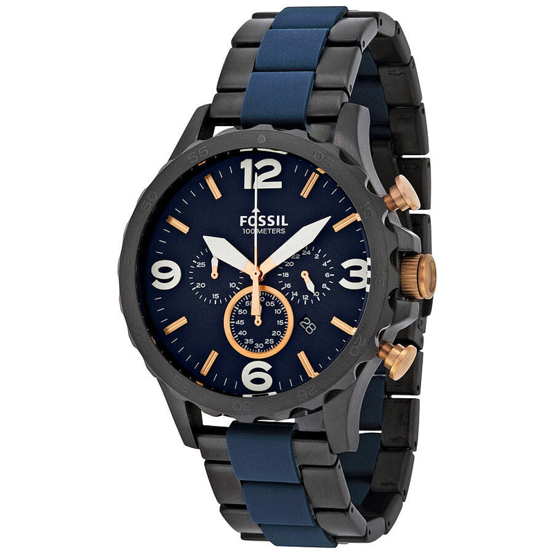 Fossil Nate Chronograph Blue Dial Men's Watch JR1494 - Watches of Australia