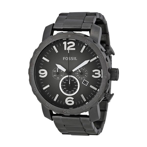 Fossil Nate Chronograph Smoke Grey Dial Ion-plated Men's Watch #JR1437 - Watches of Australia